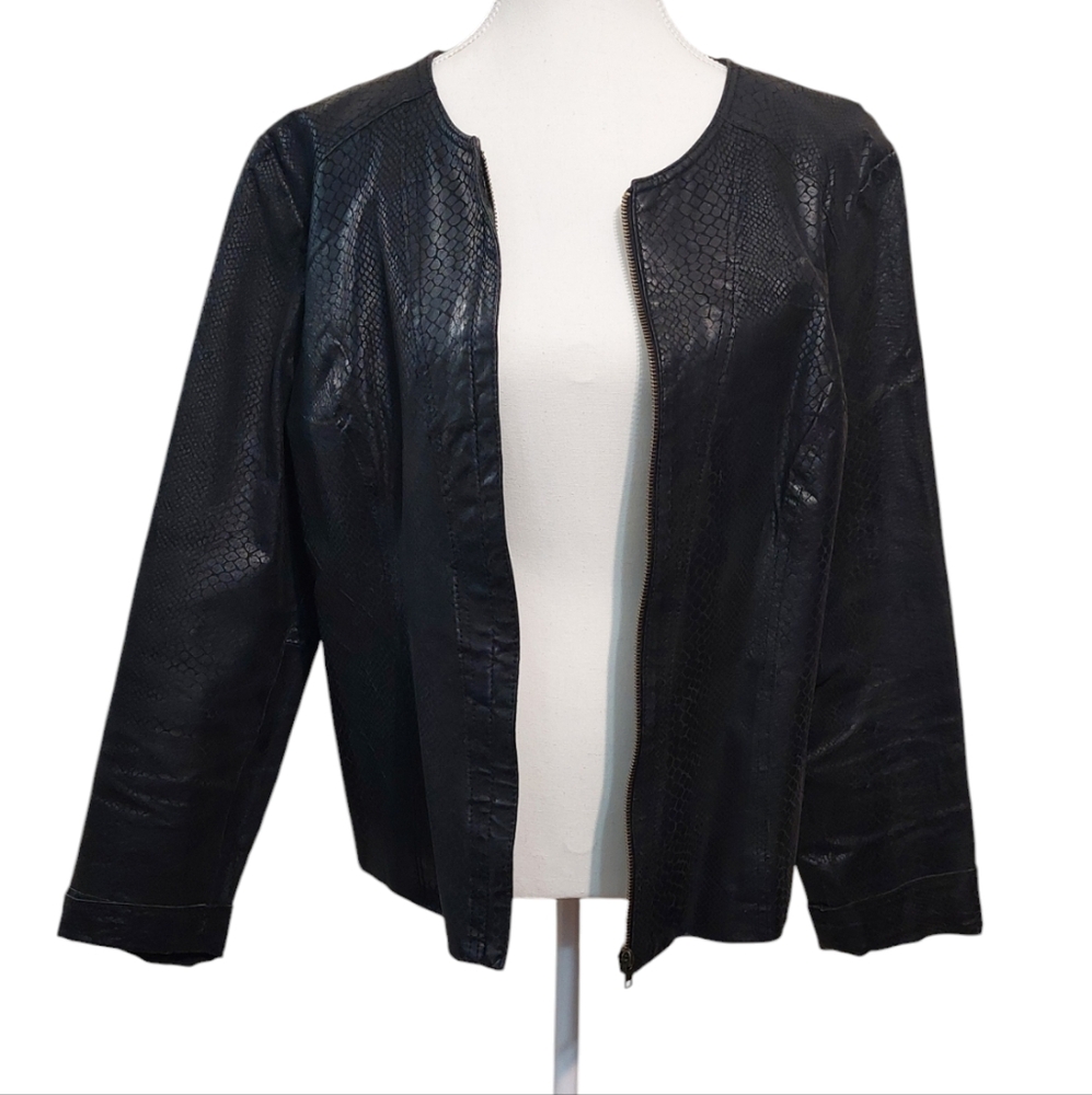 Luciano Dante Large Black Real Leather Jacket Womens